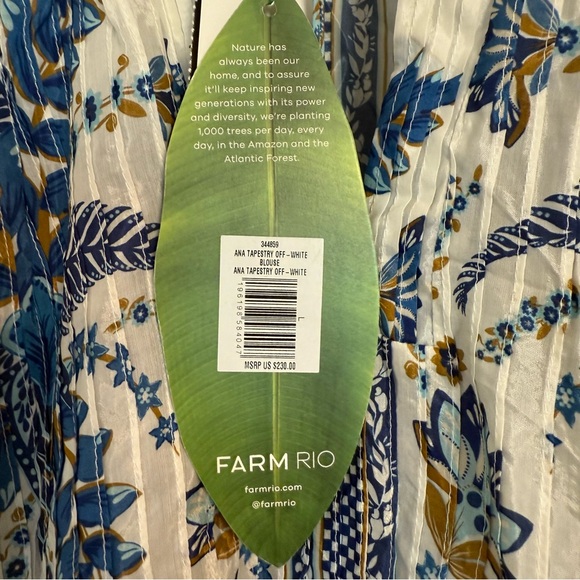NWT! FARM Rio Women’s LARGE Ana Tapestry Cotton Blend Ruffle Top CP25 - Picture 8 of 14